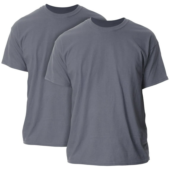 Gildan Mens Ultra Cotton T-Shirt, L, Charcoal (Pack of 2) 2 Charcoal