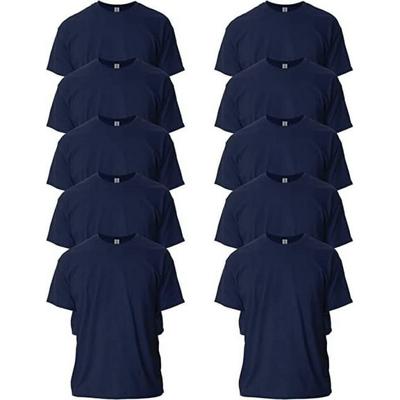 Gildan Mens Ultra Cotton T-Shirt, L, Navy (Pack of 10) 10 Navy