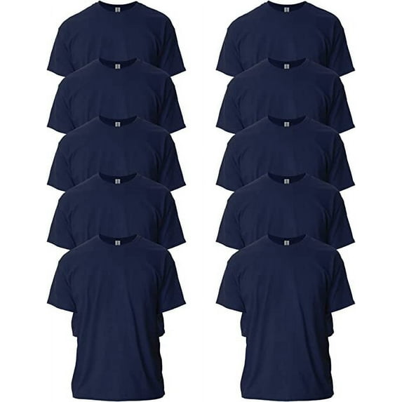 Gildan Mens Ultra Cotton T-Shirt, L, Navy (Pack of 10) 10 Navy