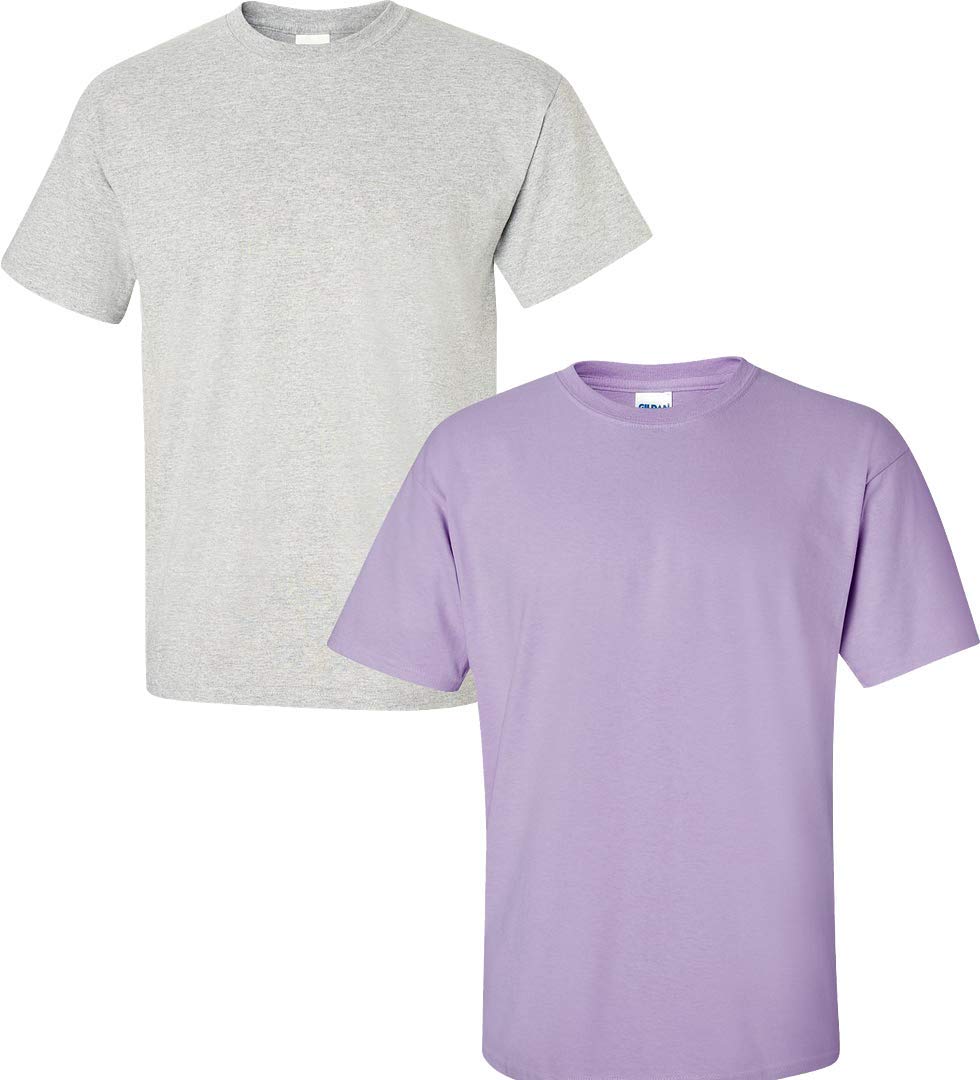 Gildan Maglietta Uomo Ultra Cotton - Senza Cuciture, Doppio Ago, Colore Orchidea/Azzurro, Taglia L