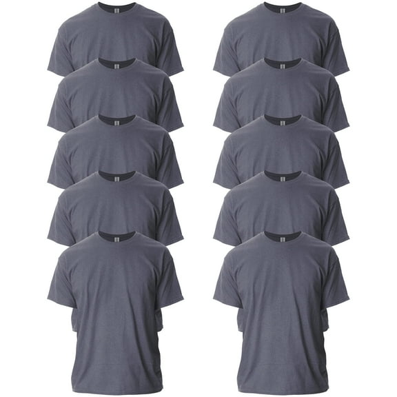 Gildan Mens Ultra Cotton T-Shirt, M, Dark Heather (Pack of 10) 10 Dark Heather