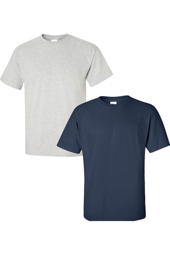 Mens Ultra CottonT-Shirt, S, Ash (Pack of 2) (1 Navy / 1 Ash)