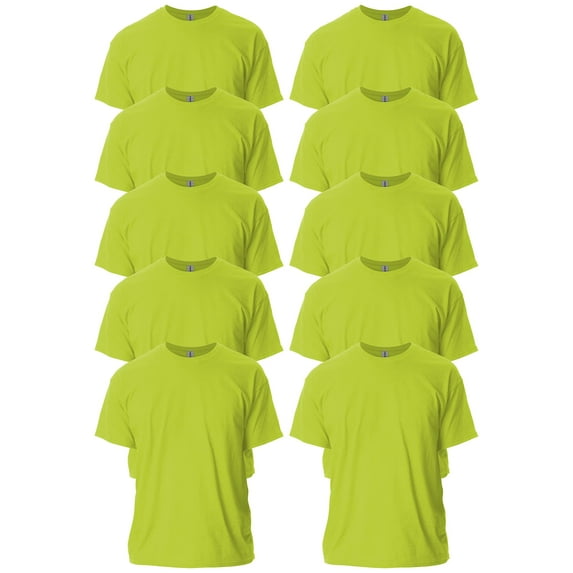 Gildan Mens Ultra Cotton T-Shirt, S, Safety Green (Pack of 10) 10 Safety Green