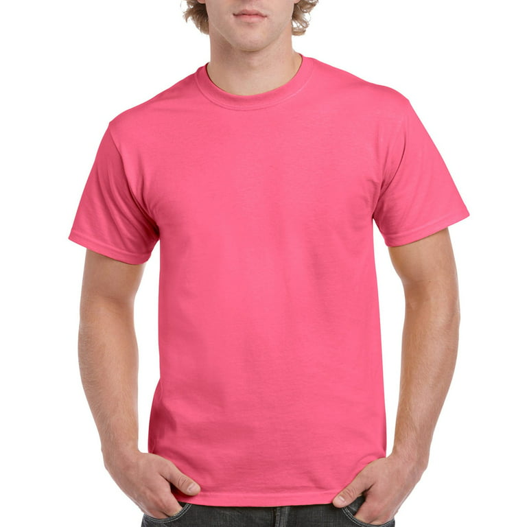 Gildan Mens Ultra Cotton T-Shirt, S, Safety Pink