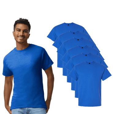Gildan Mens Ultra Cotton T-Shirt | Short Sleeve Crew Neck Tees 6 oz, 100% Cotton Adult T-Shirts, Classic fit Rib collar Tee Shirt, Royal Color in 6 Pack, Size S