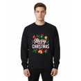 thumbnail image 1 of Gildan Merry Christmas Design Sweatshirt for Men, Black Crewneck Christmas Sweater, XL, 1 of 5