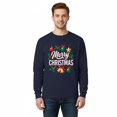 thumbnail image 1 of Gildan Merry Christmas Design Sweatshirt for Men, Navy Crewneck Christmas Sweater, M, 1 of 5