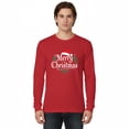 thumbnail image 1 of Gildan Merry Christmas Graphic T-Shirt for Men, Long Sleeve Christmas Print Tee, Red, L, 1 of 5
