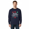 thumbnail image 1 of Gildan Merry Xmas Sweatshirt, Crewneck Christmas Print Pullover Navy Holiday Graphic Sweater, L, 1 of 5