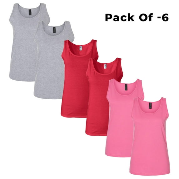 CROWN CRAZE - Mix Color Tank Top for Women | 4.5 Oz 100% Ring-Spun Cotton Comfortable Sleeveless Tank | 6 Pack XL - Size