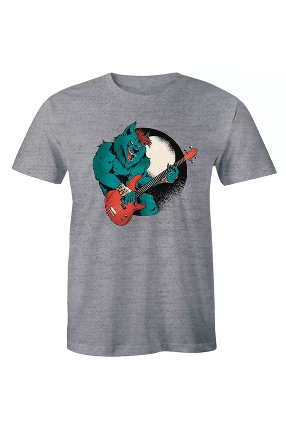 Monkey Playing Guitar T-Shirt Men's Cartoon Beast Ape Guitarist Rock Music