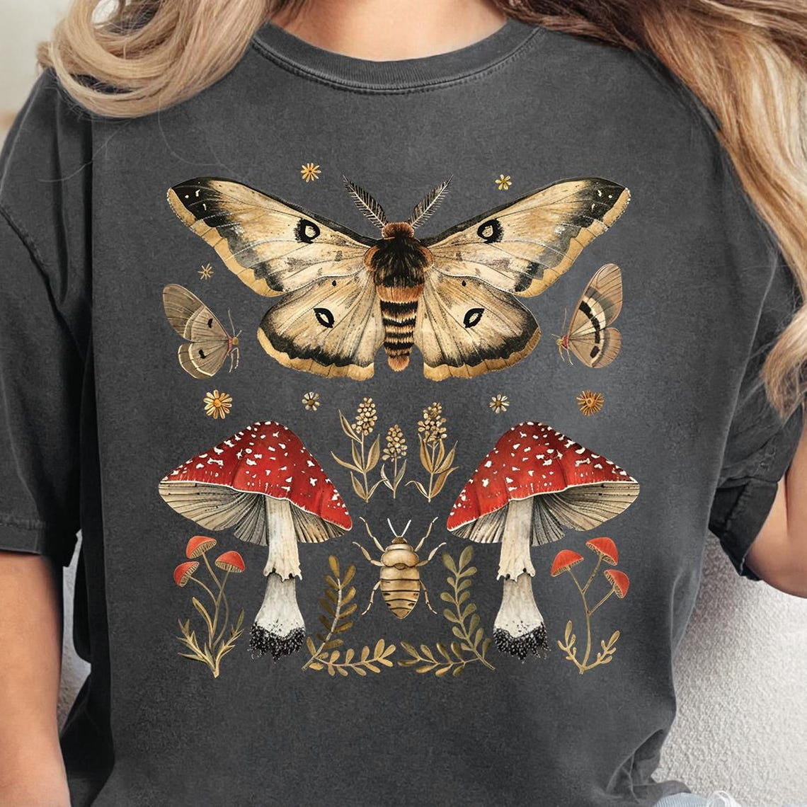 Gildan Moth And Mushroom Shirt With Vintage Cottagecore Forestcore ...