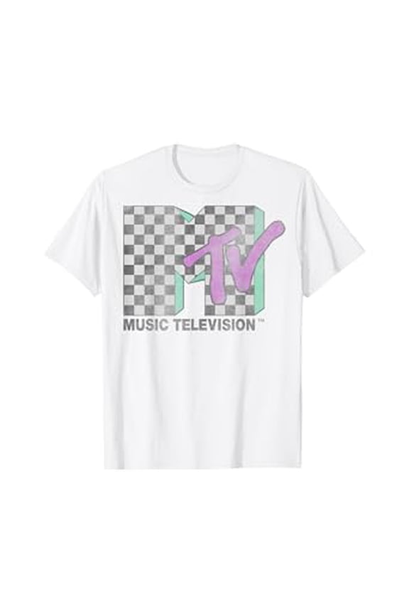 Mtv Checkered Distressed Retro Logo Hot Trending T-Shirt Unisex S To 5Xl