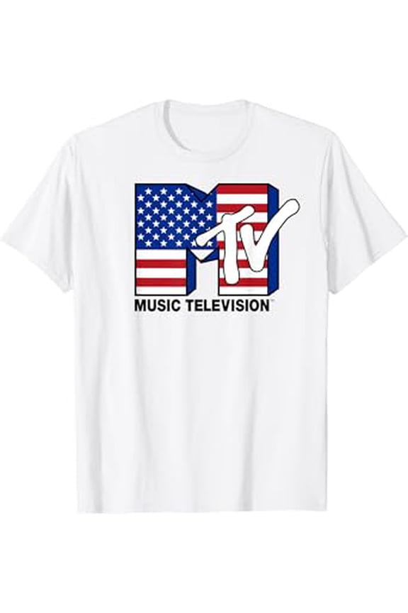 Mtv Logo W/Usa Flag Hot Trending T-Shirt Unisex S To 5Xl