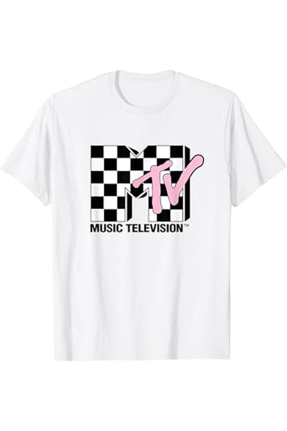 Mtv Music Television Retro 80'S Pink Neon Checkerboard Logo Hot Trending T-Shirt Unisex S To 5Xl