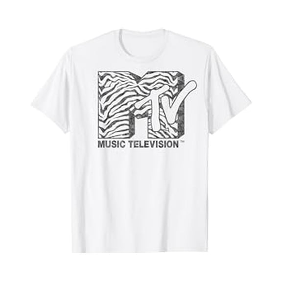 Gildan Mtv Music Television Zebra Stripe Logo Fill Hot Trending T-Shirt Unisex S To 5Xl