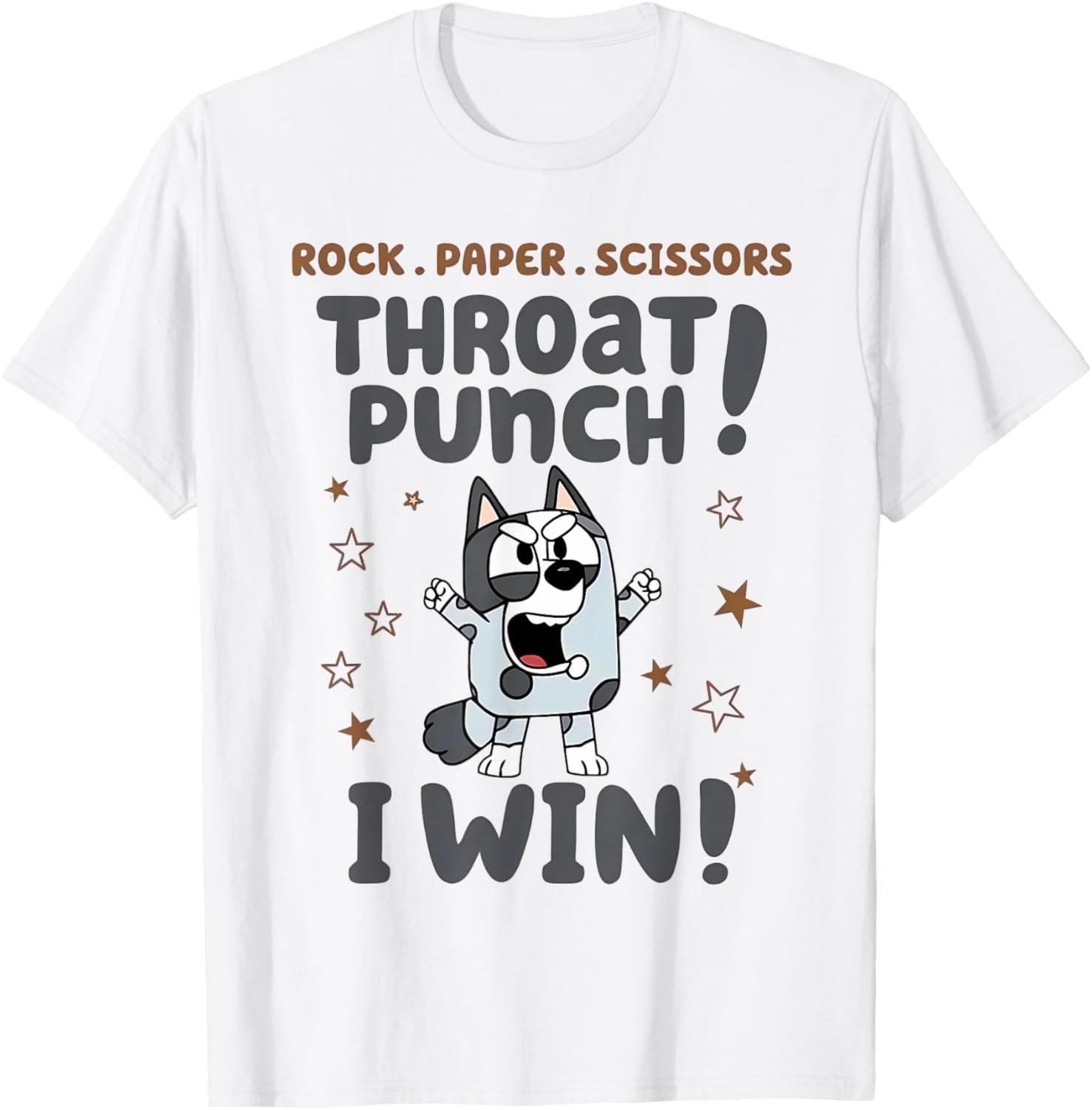 Gildan Muffin Rock Paper Scissors Throat Punch Blue Tan Heeler T-Shirt ...