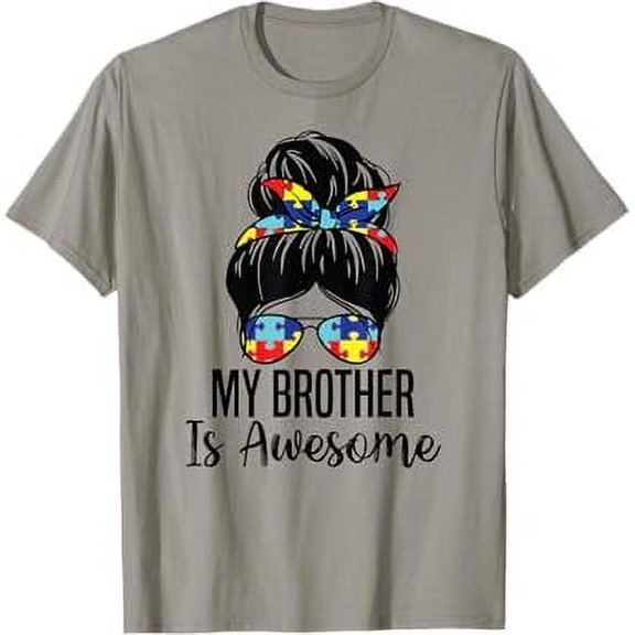 Gildan My Brother Is Awesome Autism Awareness Siblings Autistic T-Shirt