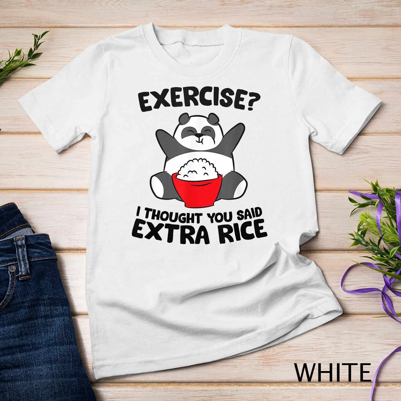 Gildan Panda Exercise I Thought You Said Extra Rice T-Shirt Unisex T ...