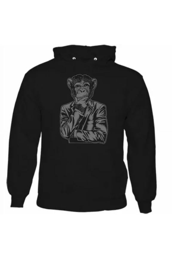 Pensive Chimp Mens Funny Hoodie Chimpanzee Monkey Ape Primate Animal Top