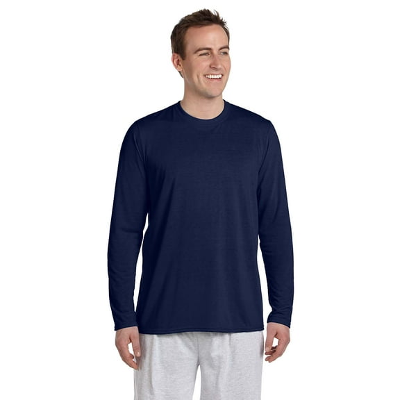 Gildan Performance Adult Long Sleeve Tee , G424 , Navy , Large