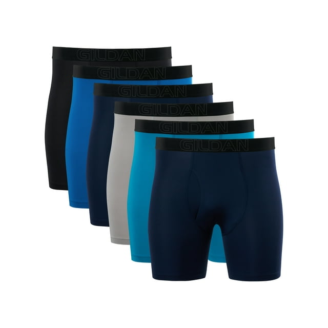 Gildan Performance Adult Men's EZ Breeze Boxer Briefs, 6-Pack, Sizes S-2XL, 6" Inseam