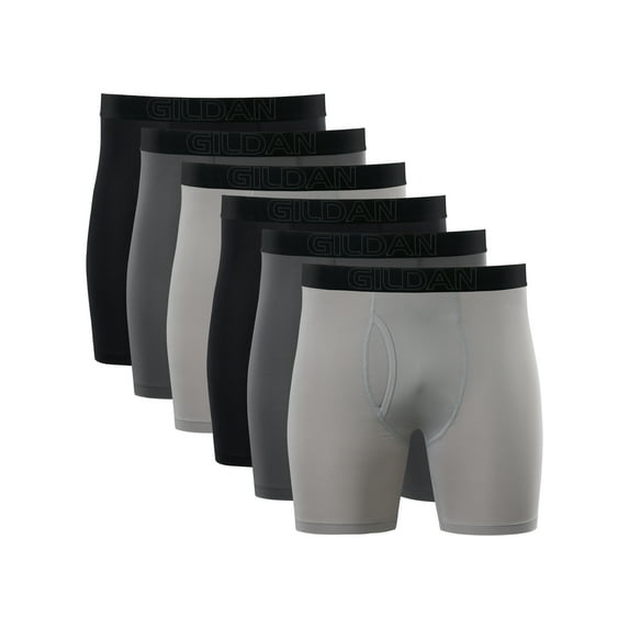 Gildan Performance Men's EZ Breeze Boxer Brief Underpants, 6-Pack, Sizes S-2XL, 6" Inseam