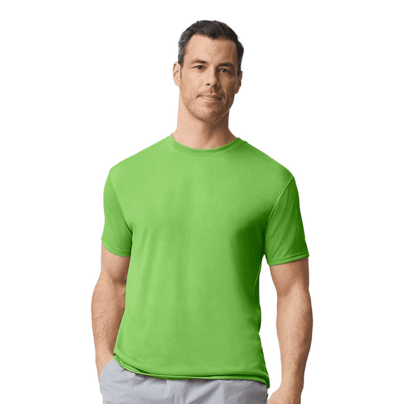 Gildan Performance T-Shirt for Men, Full Polyester Short Sleeve Tee, Moisture-Wicking, Lime, 2XL