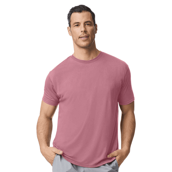 Gildan Performance T-Shirt for Men, Full Polyester Short Sleeve Tee, Moisture-Wicking, Plumrose, L