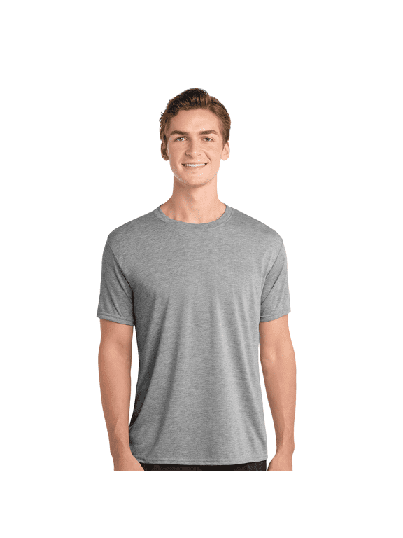 Performance T-Shirt for Men, Full Polyester Short Sleeve Tee, Moisture-Wicking, Sport Grey, L