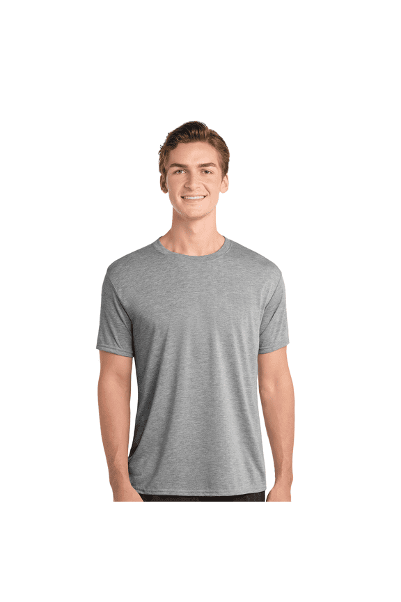 Performance T-Shirt for Men, Full Polyester Short Sleeve Tee, Moisture-Wicking, Sport Grey, M