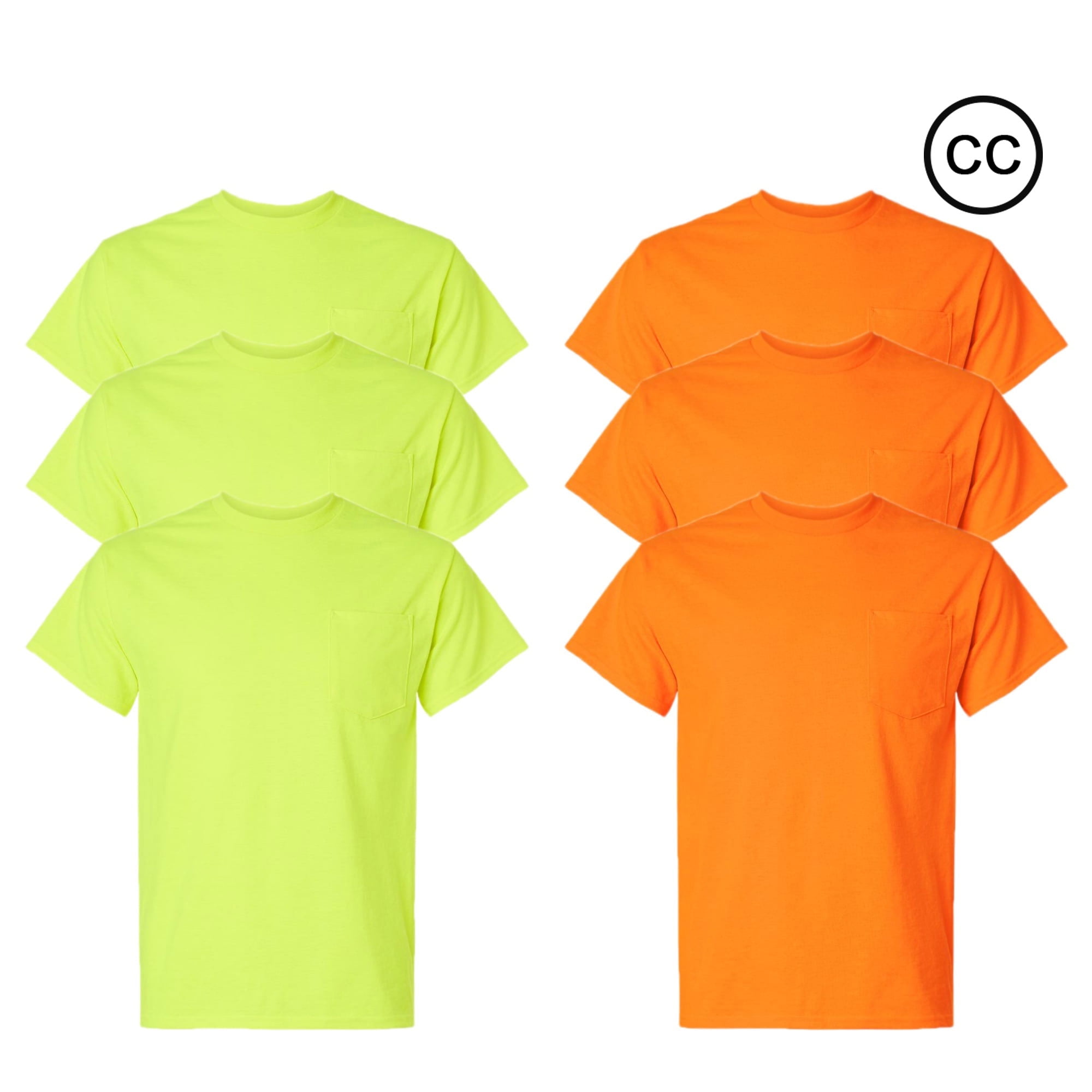 Gildan High Visibility Safety Pocket T-Shirt for Men, 50/50 Cotton