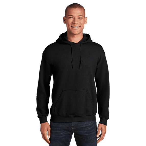 Gildan Pocket Sweatshirt, Men's DryBlend Long Sleeve Hooded Sweater, Classic Fleece Hoodie, Black, 2XL