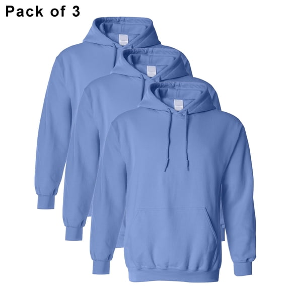 Gildan Pullover Hoodie | Classic Fit Fleece Heavy Blend Hooded Sweatshirt for Men, 8 oz. 50-Cotton / 50-Polyester in Carolina Blue, Pack of 3- Size M