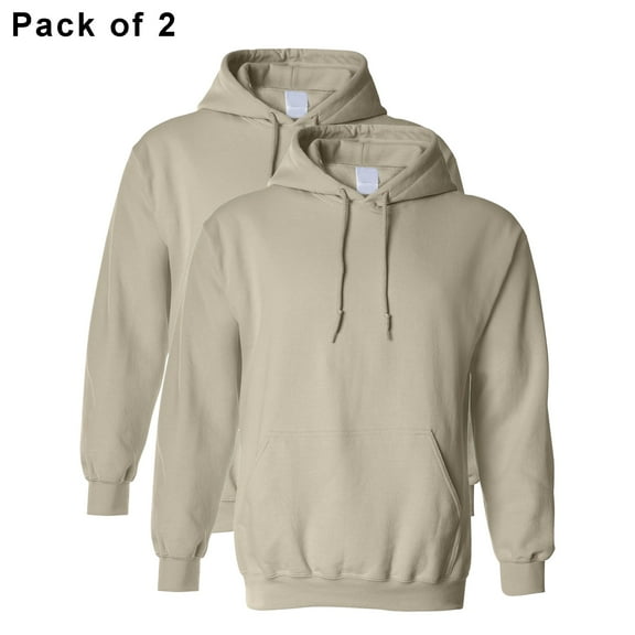 Gildan Pullover Hoodie for Men | Warm Fleece Heavy Blend Hooded Sweatshirt, 50-Cotton / 50-Polyester in Sand, Pack of 2- Size XL