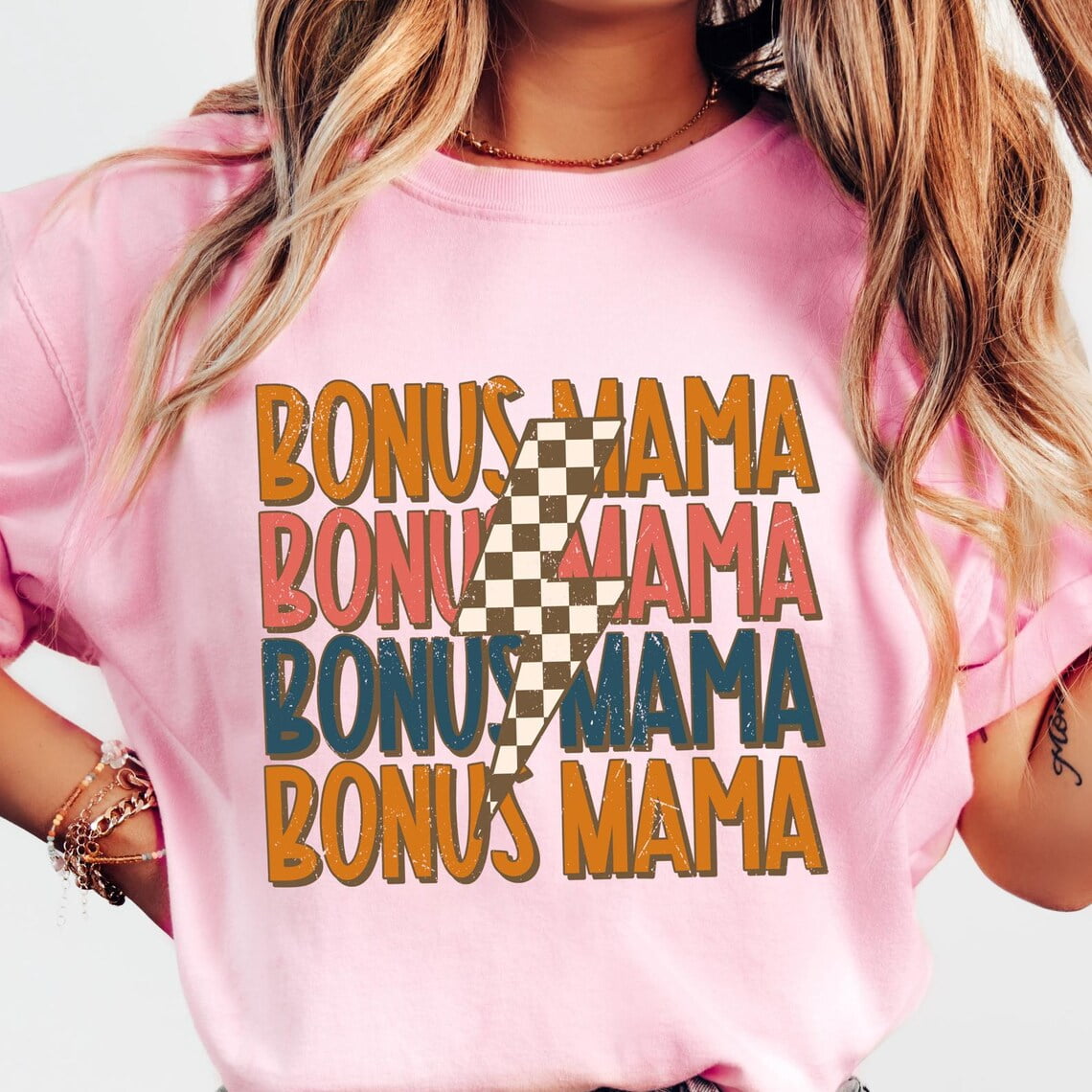 Gildan Retro Bonus Mama, Trendy Inspirational Step Mom Life Tee ...