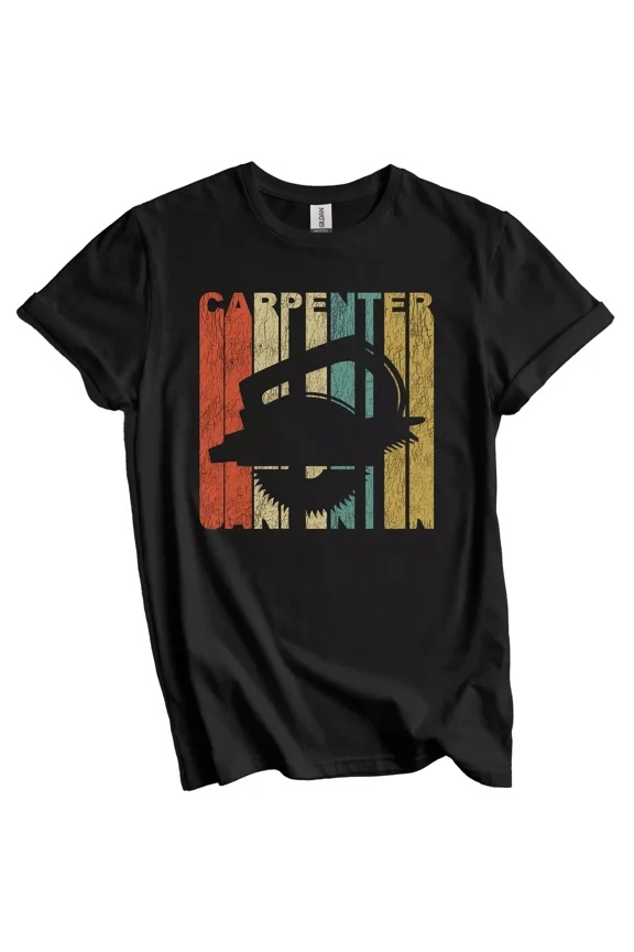 Retro Carpenter Distressed Vintage Style Carpentry T-Shirt Gift for Men Women Unisex Tee