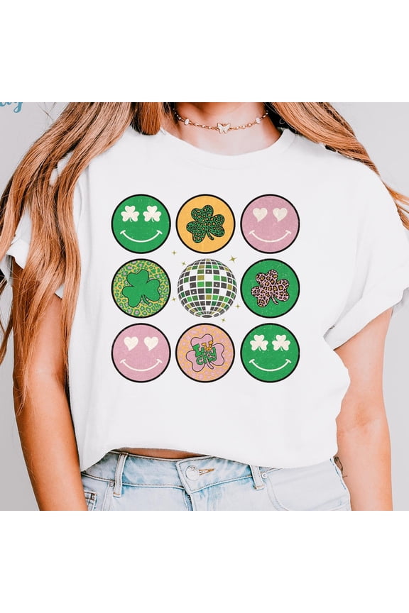 Retro Groovy St Patrick's Day Smiley Face Shirt, Lucky Shirt, Patrick's Day Tee, Irish Day Outfit, Lucky Day T-shirt, Lucky Shamrock, Clover