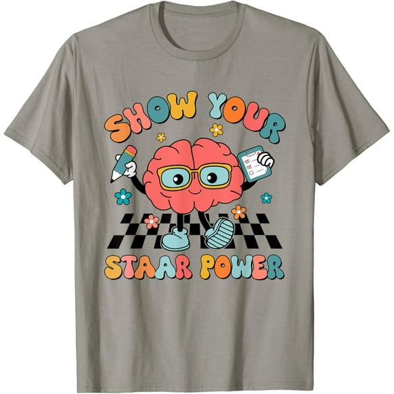 Gildan Retro Show Your STAAR Power Brain Teacher Testing Day T-Shirt Gift for Men Women Unisex Tee