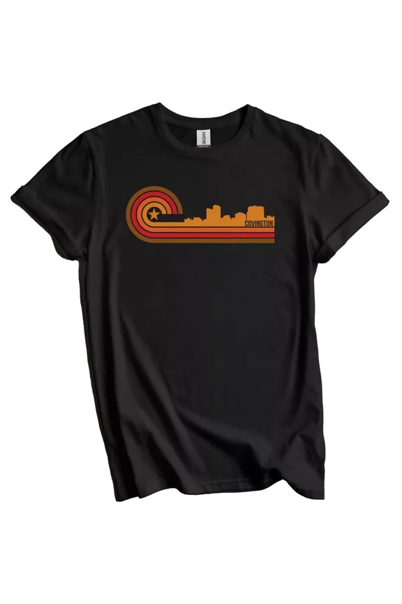 Retro Style Covington Kentucky Skyline T-Shirt Gift for Men Women Unisex Tee
