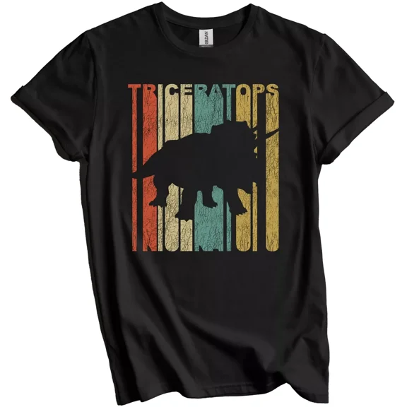 Gildan Retro Triceratops Distressed Vintage Style Dinosaur T-Shirt Gift for Men Women Unisex Tee