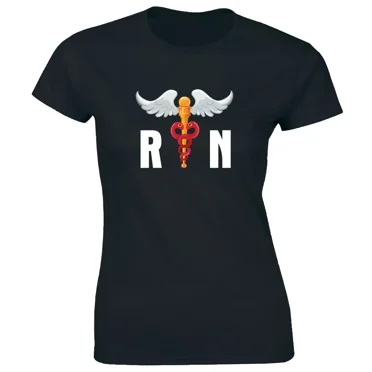 Gildan Rn With Nurse Symbol Black T-Shirt For Medical Nursing Student Tee Shirt Gift For Men Women Unisex Tee