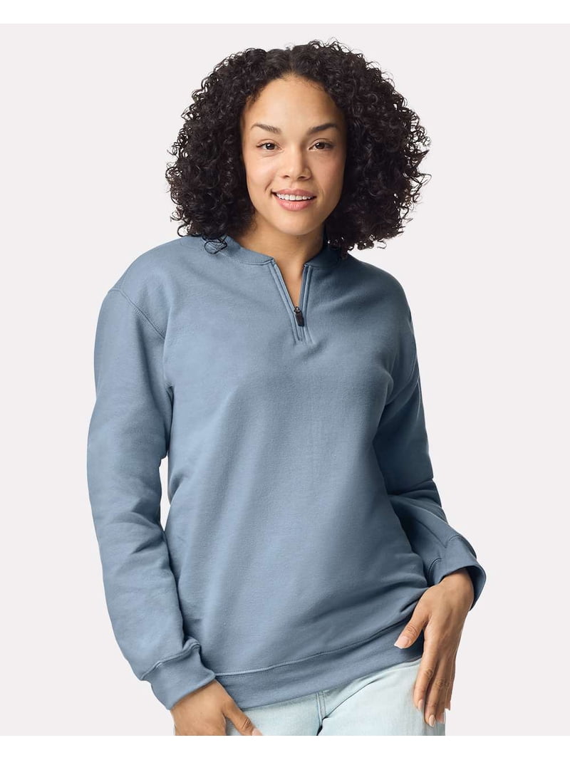 Gildan SF008 Softstyle Midweight 1/4 Zip Sweatshirt-Stone Blue-M