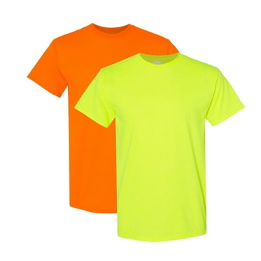 Gildan - Safety Orange, Green Hi-Visibility T-Shirt, Lightweight Short Sleeve Security Vest, Durable 5.3oz, Hi-Vis Fleece Workwear Tee, Size: L
