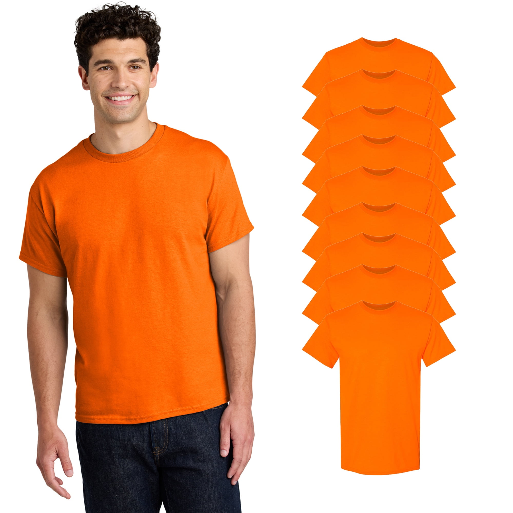 Gildan - Safety Orange High Visibility Crew Neck T-Shirts | 5.3oz
