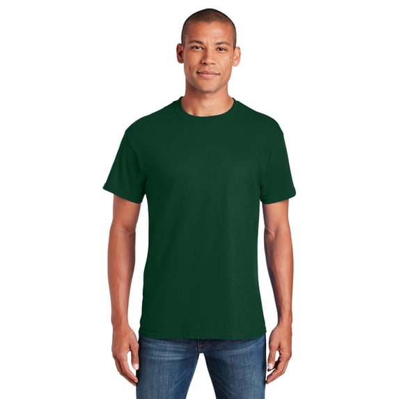 Gildan Short Sleeve Crewneck T-Shirt, Forest Green Size-M, Men's Classic Fit Comfort Tee, 100 Heavy Cotton, Arts and Craft Shirt