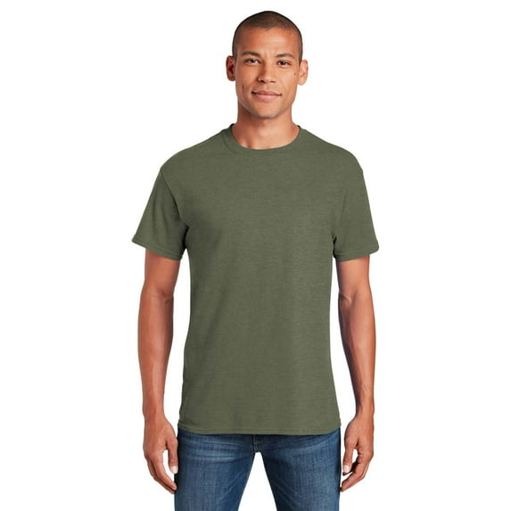 Gildan Short Sleeve Crewneck T-Shirt, Heather Military Green Size-S, Men's Classic Fit Comfort Tee, 50/50 Cotton/Polyester, Arts and Craft Shirt