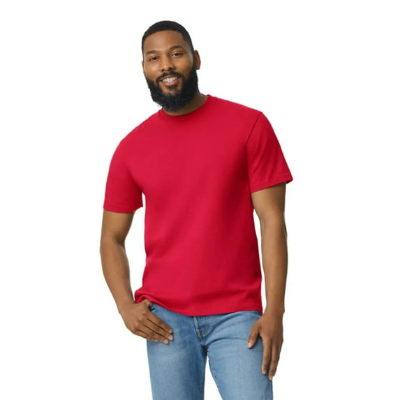 Gildan Short Sleeve Crewneck T-Shirt, Softstyle Midweight Classic Shirt, Red Tee, 3XL