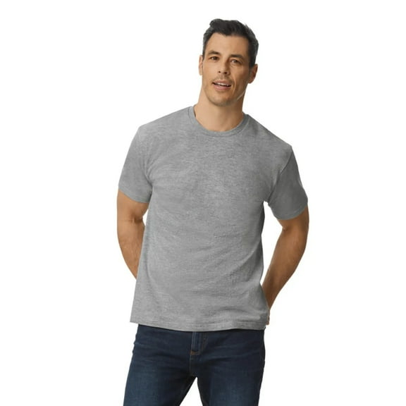 Gildan Short Sleeve Crewneck T-Shirt, Softstyle Midweight Classic Shirt, Sport Grey Tee, L