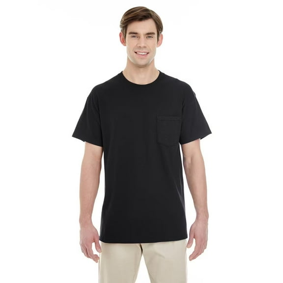 Gildan Short Sleeve Pocket T-Shirt, Black-2XL Pack-1, Classic Fit, Men's Crew Neck Pocket Tee